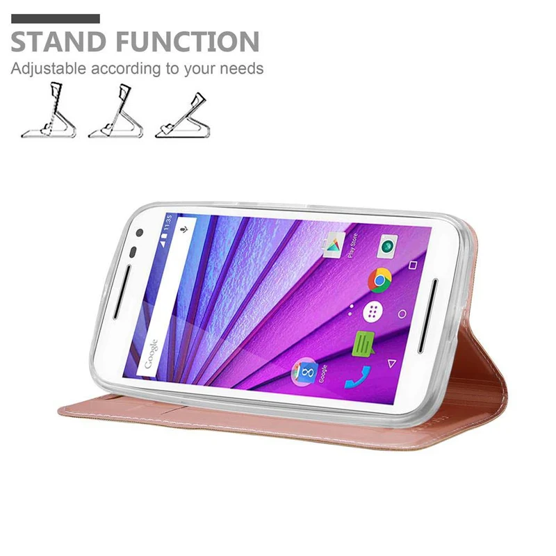 Cadorabo Hülle kompatibel mit Motorola MOTO G3 Schutzhülle mit Magnetverschluss, Standfunktion und Kartenfach