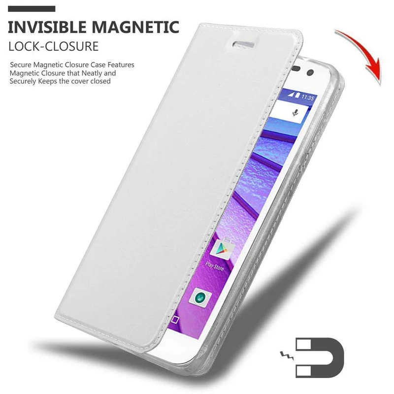 Cadorabo Hülle kompatibel mit Motorola MOTO G3 Schutzhülle mit Magnetverschluss, Standfunktion und Kartenfach