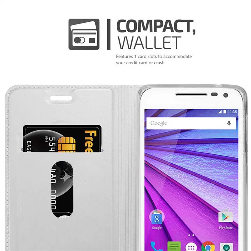 Cadorabo Hülle kompatibel mit Motorola MOTO G3 Schutzhülle mit Magnetverschluss, Standfunktion und Kartenfach