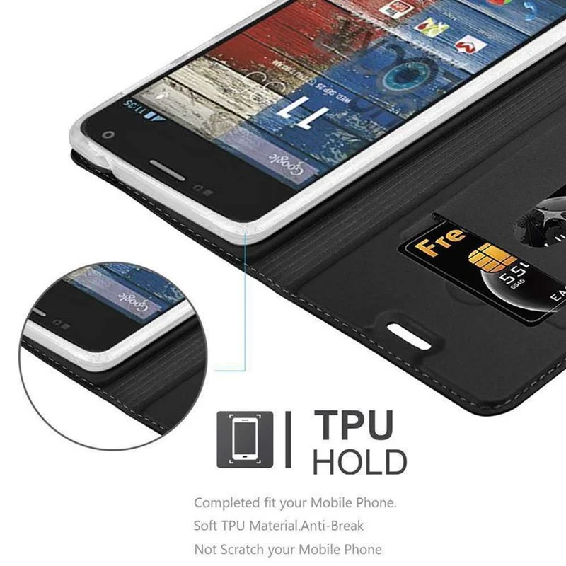 Cadorabo Hülle kompatibel mit Motorola MOTO G2 Schutzhülle mit Magnetverschluss, Standfunktion und Kartenfach