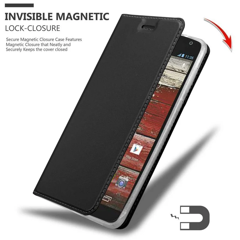 Cadorabo Hülle kompatibel mit Motorola MOTO G2 Schutzhülle mit Magnetverschluss, Standfunktion und Kartenfach
