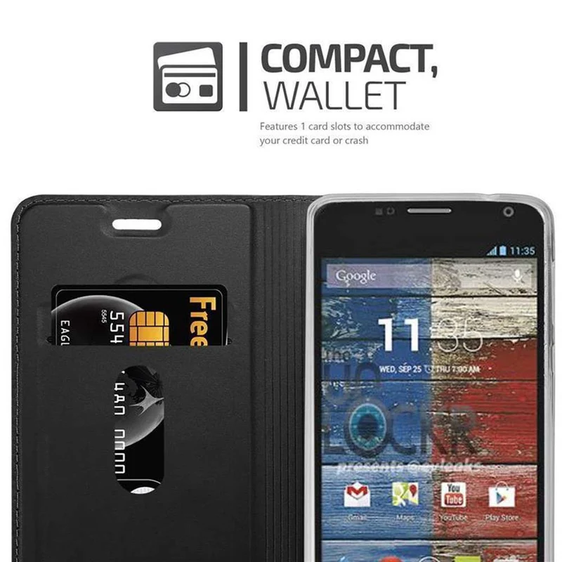Cadorabo Hülle kompatibel mit Motorola MOTO G2 Schutzhülle mit Magnetverschluss, Standfunktion und Kartenfach