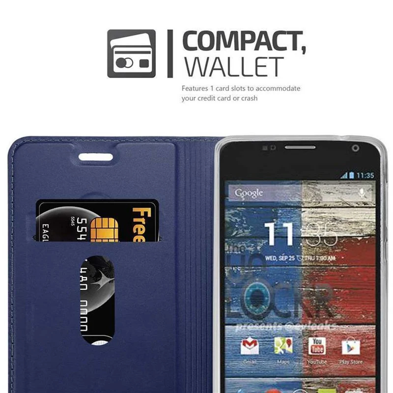 Cadorabo Hülle kompatibel mit Motorola MOTO G2 Schutzhülle mit Magnetverschluss, Standfunktion und Kartenfach