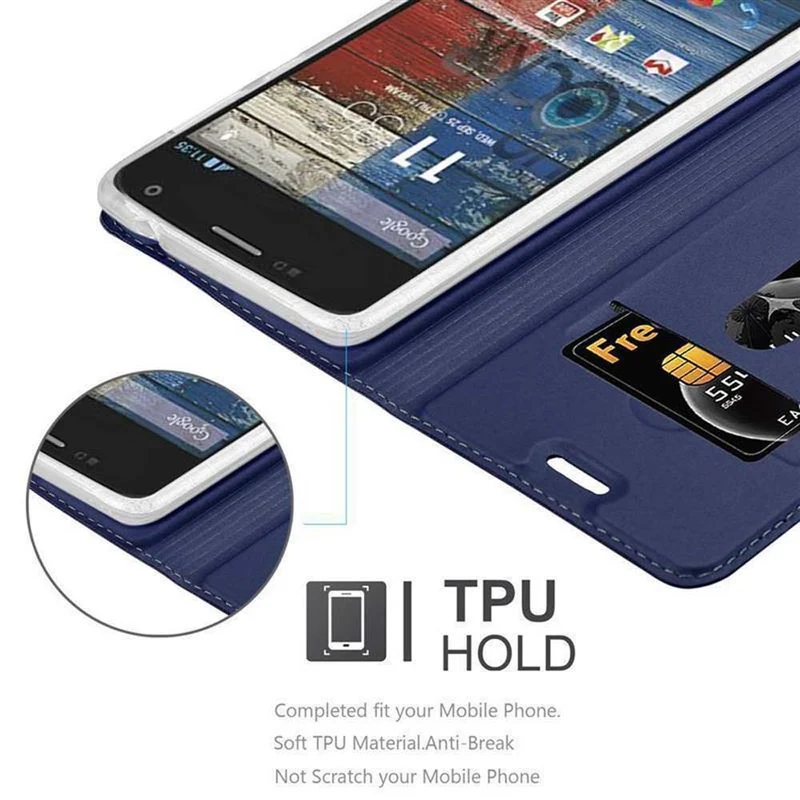Cadorabo Hülle kompatibel mit Motorola MOTO G2 Schutzhülle mit Magnetverschluss, Standfunktion und Kartenfach