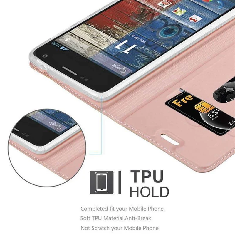 Cadorabo Hülle kompatibel mit Motorola MOTO G2 Schutzhülle mit Magnetverschluss, Standfunktion und Kartenfach