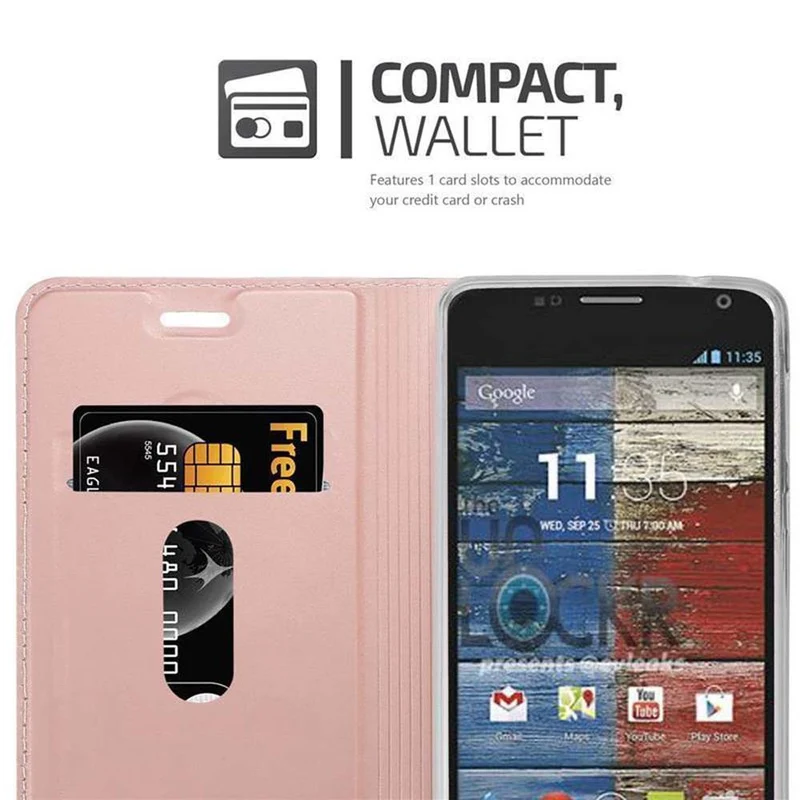 Cadorabo Hülle kompatibel mit Motorola MOTO G2 Schutzhülle mit Magnetverschluss, Standfunktion und Kartenfach