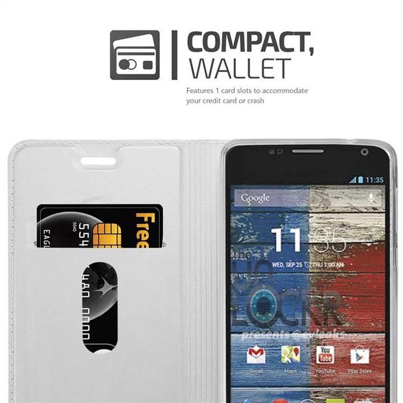 Cadorabo Hülle kompatibel mit Motorola MOTO G2 Schutzhülle mit Magnetverschluss, Standfunktion und Kartenfach