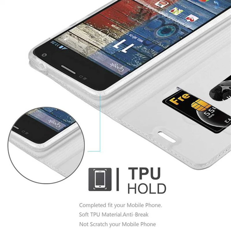 Cadorabo Hülle kompatibel mit Motorola MOTO G2 Schutzhülle mit Magnetverschluss, Standfunktion und Kartenfach