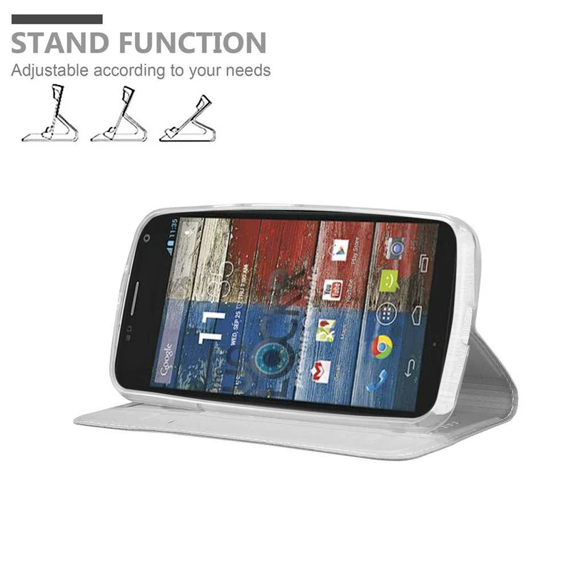 Cadorabo Hülle kompatibel mit Motorola MOTO G2 Schutzhülle mit Magnetverschluss, Standfunktion und Kartenfach