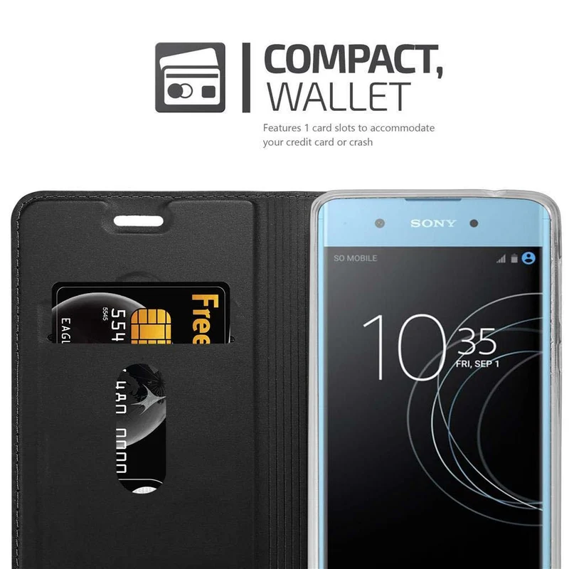 Cadorabo Hülle kompatibel mit Sony Xperia XA1 Schutzhülle mit Magnetverschluss, Standfunktion und Kartenfach