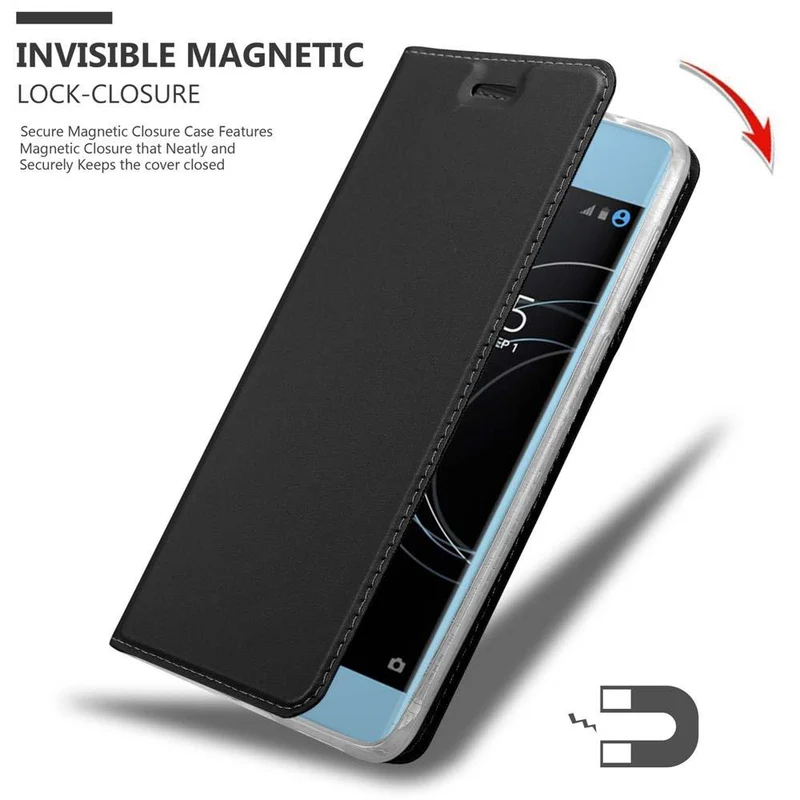 Cadorabo Hülle kompatibel mit Sony Xperia XA1 Schutzhülle mit Magnetverschluss, Standfunktion und Kartenfach