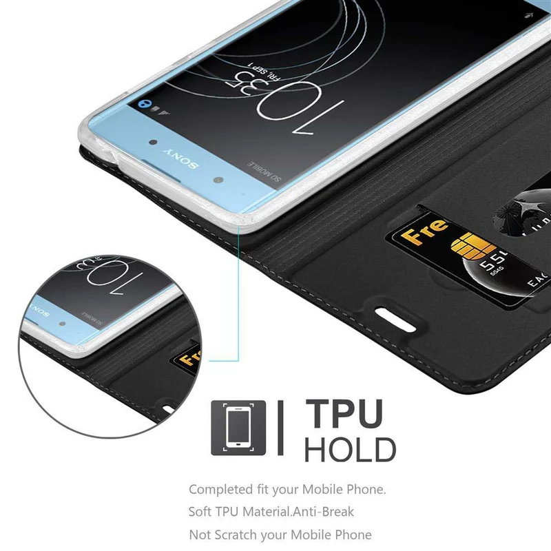 Cadorabo Hülle kompatibel mit Sony Xperia XA1 Schutzhülle mit Magnetverschluss, Standfunktion und Kartenfach