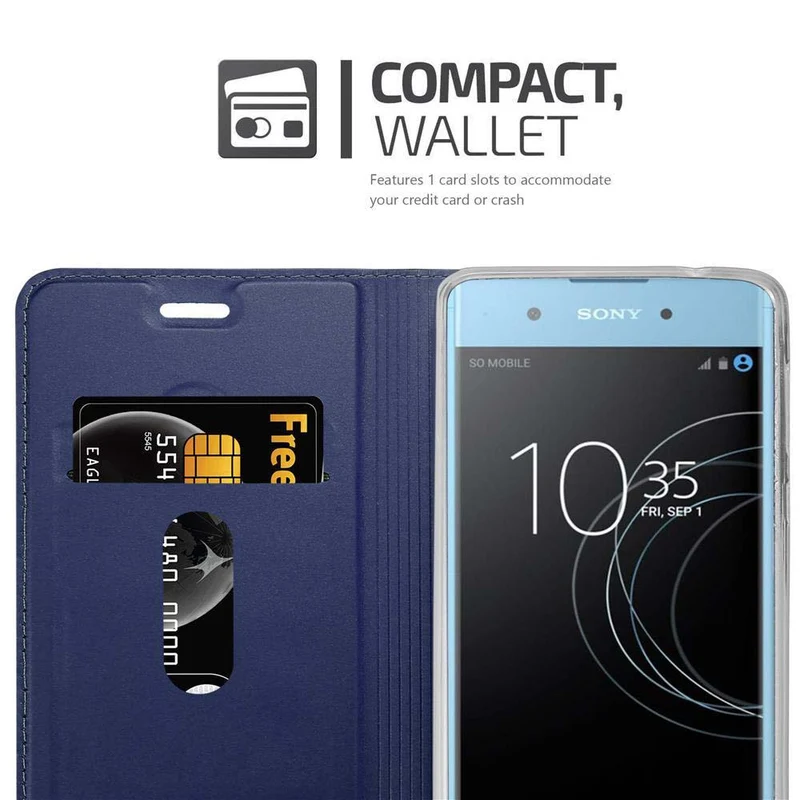 Cadorabo Hülle kompatibel mit Sony Xperia XA1 Schutzhülle mit Magnetverschluss, Standfunktion und Kartenfach