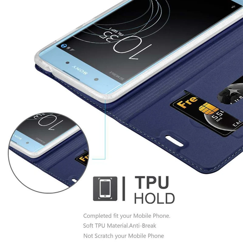 Cadorabo Hülle kompatibel mit Sony Xperia XA1 Schutzhülle mit Magnetverschluss, Standfunktion und Kartenfach