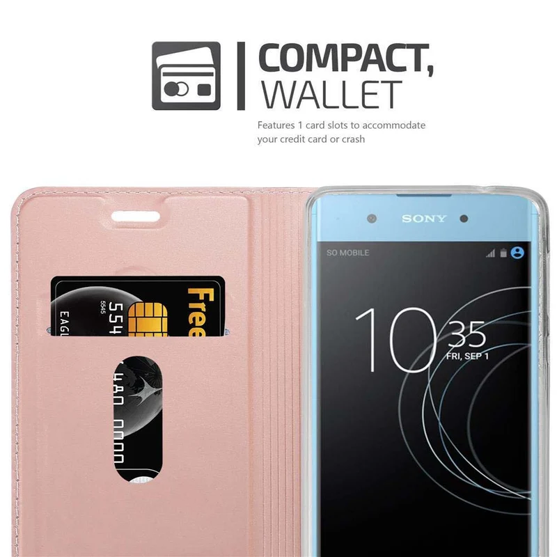 Cadorabo Hülle kompatibel mit Sony Xperia XA1 Schutzhülle mit Magnetverschluss, Standfunktion und Kartenfach