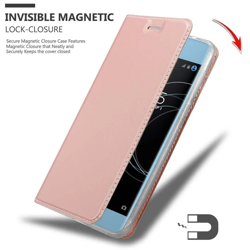 Cadorabo Hülle kompatibel mit Sony Xperia XA1 Schutzhülle mit Magnetverschluss, Standfunktion und Kartenfach