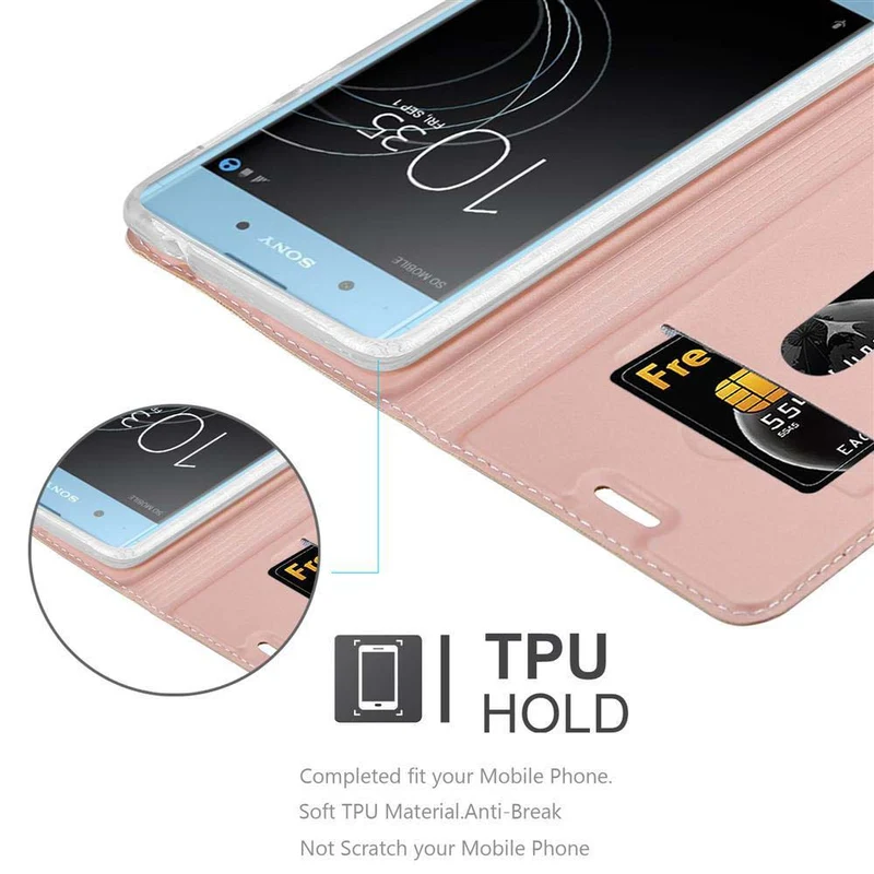 Cadorabo Hülle kompatibel mit Sony Xperia XA1 Schutzhülle mit Magnetverschluss, Standfunktion und Kartenfach