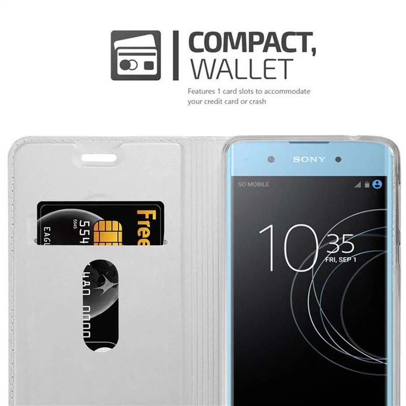 Cadorabo Hülle kompatibel mit Sony Xperia XA1 Schutzhülle mit Magnetverschluss, Standfunktion und Kartenfach