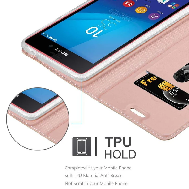 Cadorabo Hülle kompatibel mit Sony Xperia M4 AQUA Schutzhülle mit Magnetverschluss, Standfunktion und Kartenfach