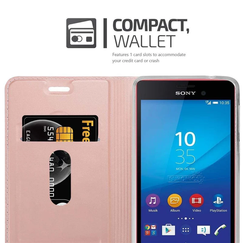 Cadorabo Hülle kompatibel mit Sony Xperia M4 AQUA Schutzhülle mit Magnetverschluss, Standfunktion und Kartenfach