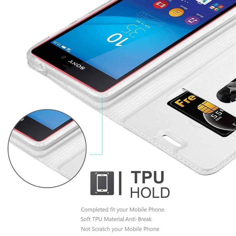 Cadorabo Hülle kompatibel mit Sony Xperia M4 AQUA Schutzhülle mit Magnetverschluss, Standfunktion und Kartenfach
