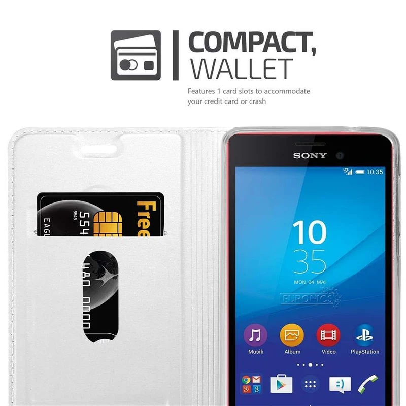 Cadorabo Hülle kompatibel mit Sony Xperia M4 AQUA Schutzhülle mit Magnetverschluss, Standfunktion und Kartenfach