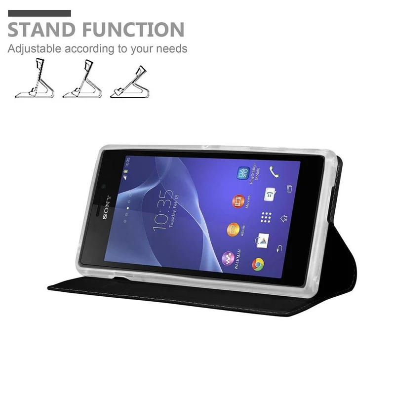 Cadorabo Hülle kompatibel mit Sony Xperia M2 / M2 AQUA Schutzhülle mit Magnetverschluss, Standfunktion und Kartenfach