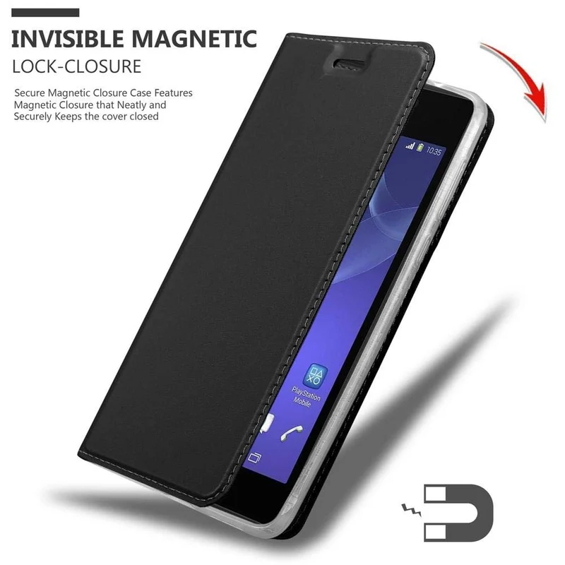 Cadorabo Hülle kompatibel mit Sony Xperia M2 / M2 AQUA Schutzhülle mit Magnetverschluss, Standfunktion und Kartenfach