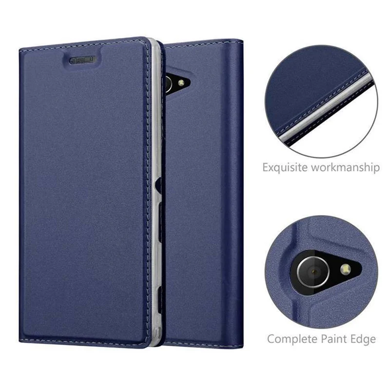 Cadorabo Hülle kompatibel mit Sony Xperia M2 / M2 AQUA Schutzhülle mit Magnetverschluss, Standfunktion und Kartenfach