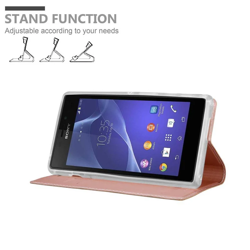 Cadorabo Hülle kompatibel mit Sony Xperia M2 / M2 AQUA Schutzhülle mit Magnetverschluss, Standfunktion und Kartenfach