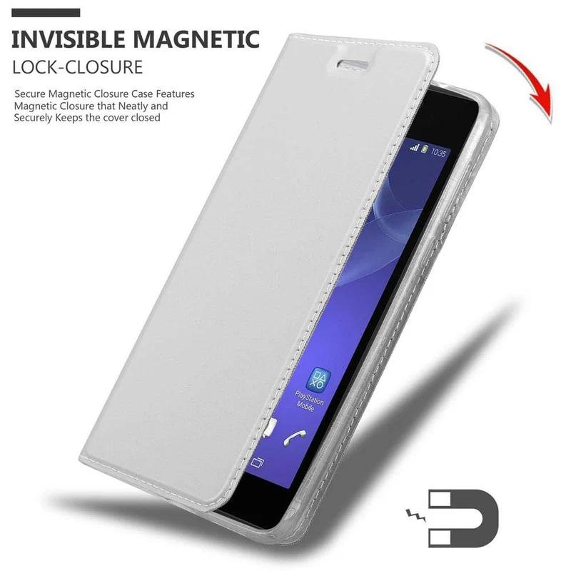 Cadorabo Hülle kompatibel mit Sony Xperia M2 / M2 AQUA Schutzhülle mit Magnetverschluss, Standfunktion und Kartenfach