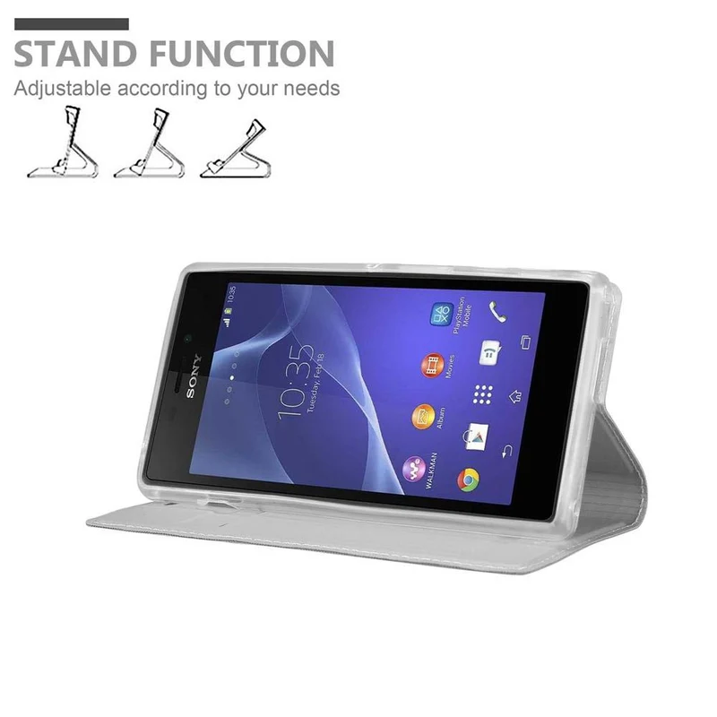 Cadorabo Hülle kompatibel mit Sony Xperia M2 / M2 AQUA Schutzhülle mit Magnetverschluss, Standfunktion und Kartenfach