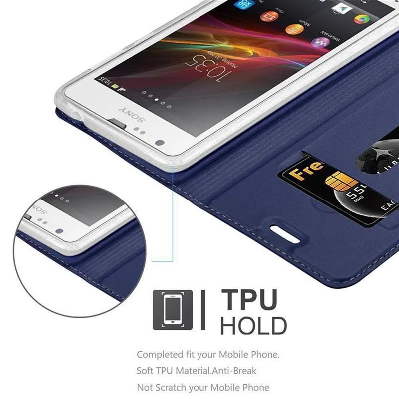 Cadorabo Hülle kompatibel mit Sony Xperia SP Schutzhülle mit Magnetverschluss, Standfunktion und Kartenfach
