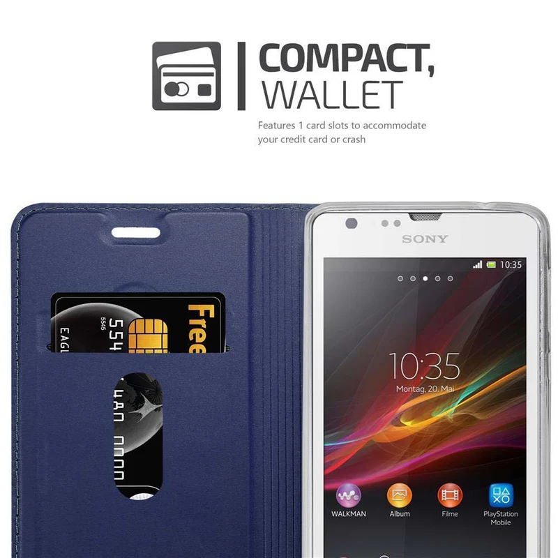 Cadorabo Hülle kompatibel mit Sony Xperia SP Schutzhülle mit Magnetverschluss, Standfunktion und Kartenfach