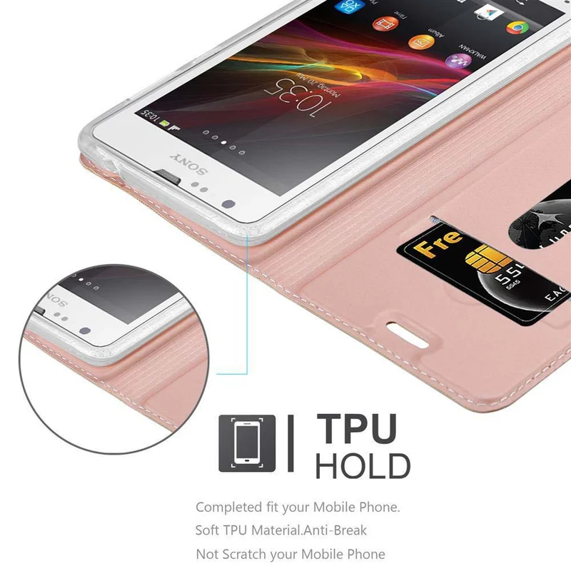 Cadorabo Hülle kompatibel mit Sony Xperia SP Schutzhülle mit Magnetverschluss, Standfunktion und Kartenfach