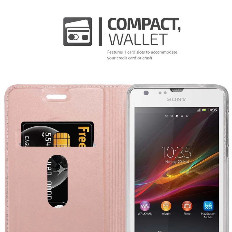 Cadorabo Hülle kompatibel mit Sony Xperia SP Schutzhülle mit Magnetverschluss, Standfunktion und Kartenfach