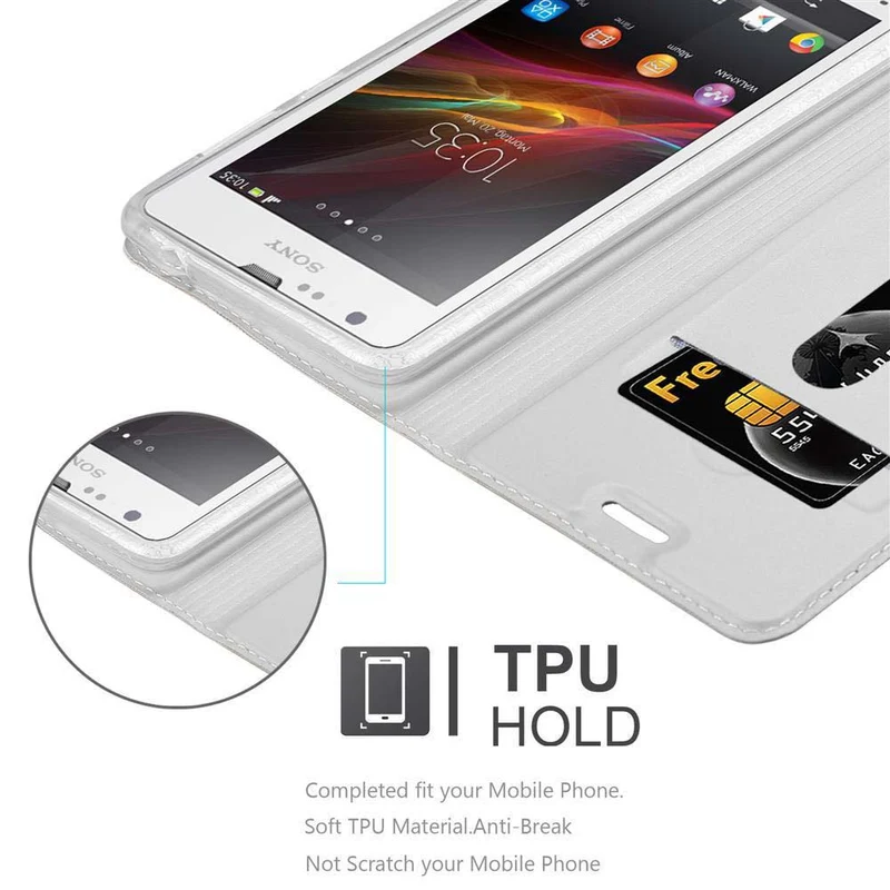 Cadorabo Hülle kompatibel mit Sony Xperia SP Schutzhülle mit Magnetverschluss, Standfunktion und Kartenfach