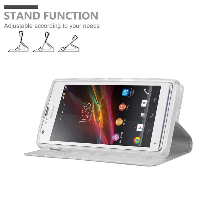 Cadorabo Hülle kompatibel mit Sony Xperia SP Schutzhülle mit Magnetverschluss, Standfunktion und Kartenfach