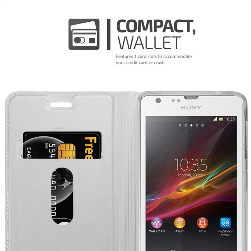 Cadorabo Hülle kompatibel mit Sony Xperia SP Schutzhülle mit Magnetverschluss, Standfunktion und Kartenfach