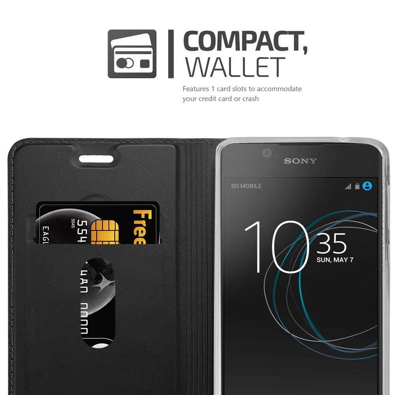 Cadorabo Hülle kompatibel mit Sony Xperia L1 Schutzhülle mit Magnetverschluss, Standfunktion und Kartenfach
