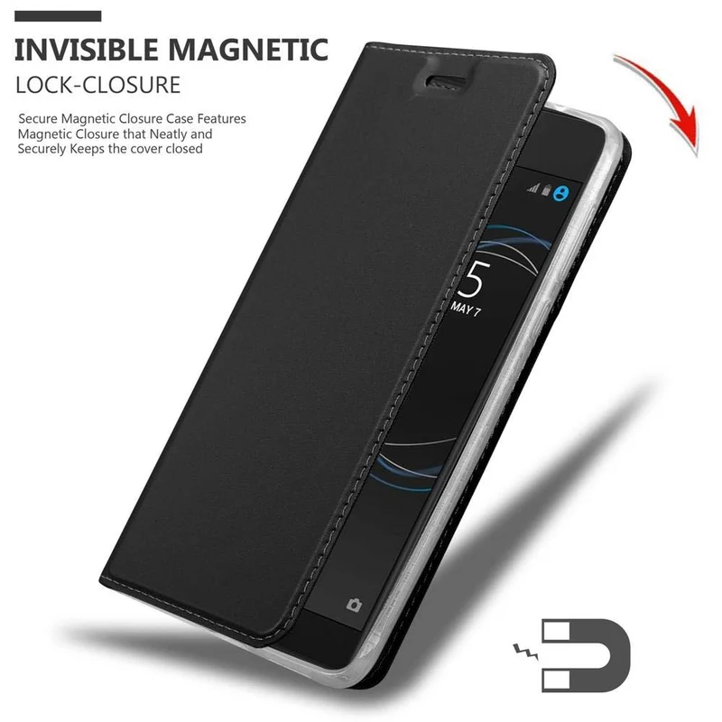 Cadorabo Hülle kompatibel mit Sony Xperia L1 Schutzhülle mit Magnetverschluss, Standfunktion und Kartenfach