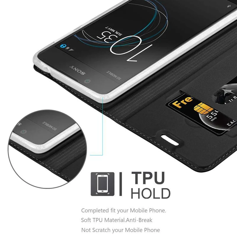 Cadorabo Hülle kompatibel mit Sony Xperia L1 Schutzhülle mit Magnetverschluss, Standfunktion und Kartenfach