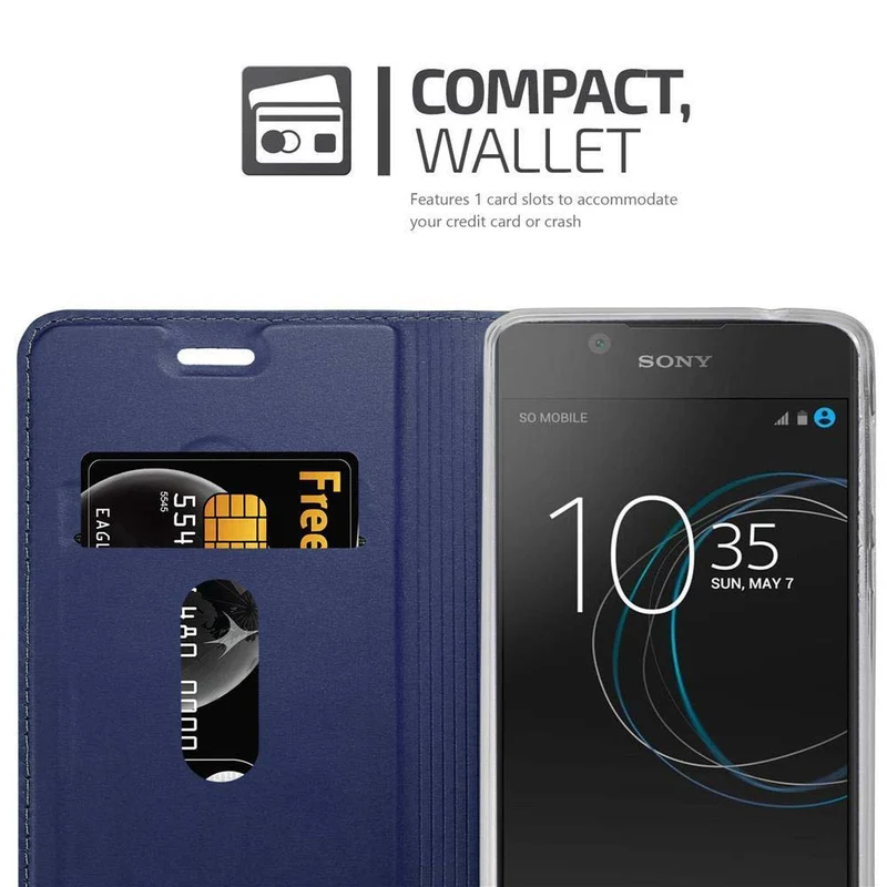 Cadorabo Hülle kompatibel mit Sony Xperia L1 Schutzhülle mit Magnetverschluss, Standfunktion und Kartenfach