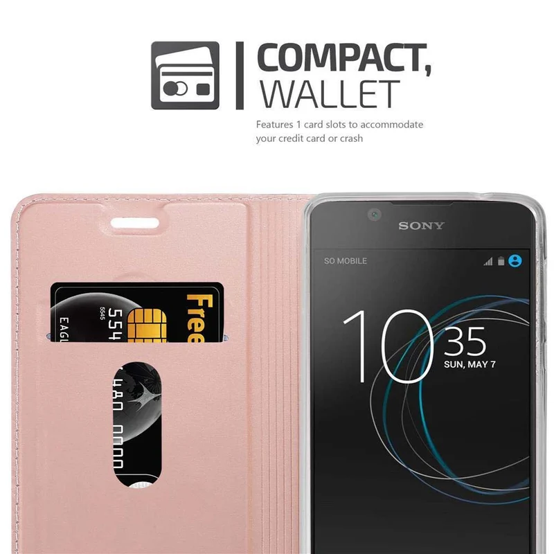 Cadorabo Hülle kompatibel mit Sony Xperia L1 Schutzhülle mit Magnetverschluss, Standfunktion und Kartenfach