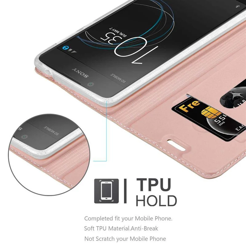 Cadorabo Hülle kompatibel mit Sony Xperia L1 Schutzhülle mit Magnetverschluss, Standfunktion und Kartenfach