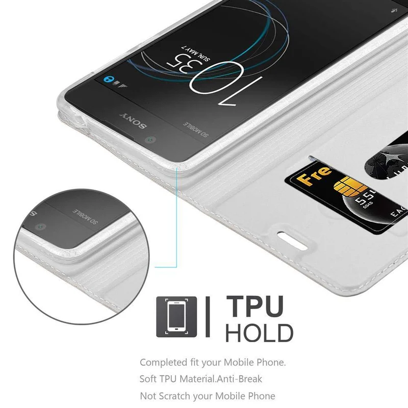 Cadorabo Hülle kompatibel mit Sony Xperia L1 Schutzhülle mit Magnetverschluss, Standfunktion und Kartenfach