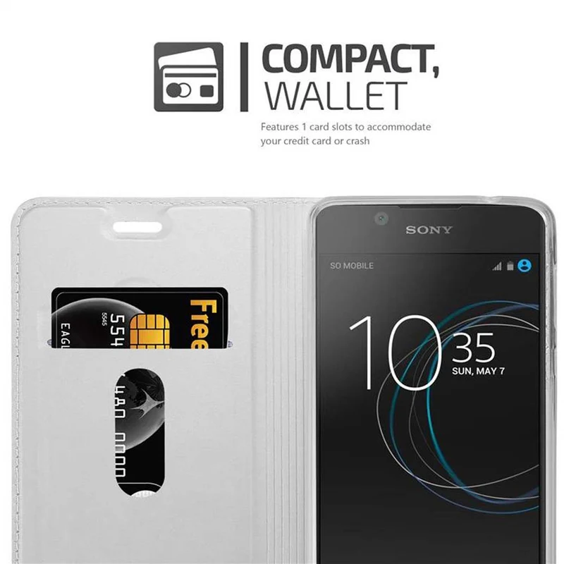 Cadorabo Hülle kompatibel mit Sony Xperia L1 Schutzhülle mit Magnetverschluss, Standfunktion und Kartenfach