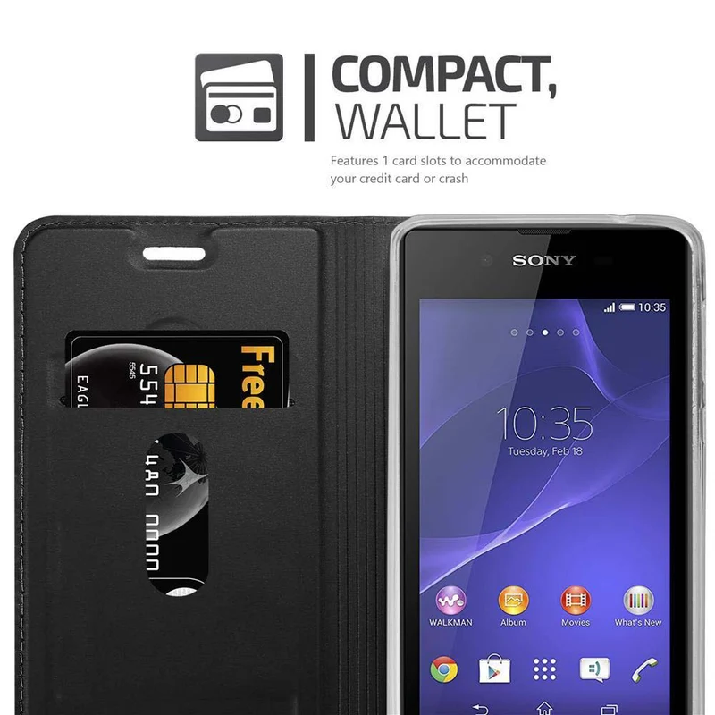 Cadorabo Hülle kompatibel mit Sony Xperia E3 Schutzhülle mit Magnetverschluss, Standfunktion und Kartenfach