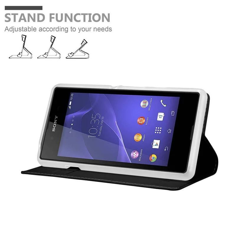 Cadorabo Hülle kompatibel mit Sony Xperia E3 Schutzhülle mit Magnetverschluss, Standfunktion und Kartenfach
