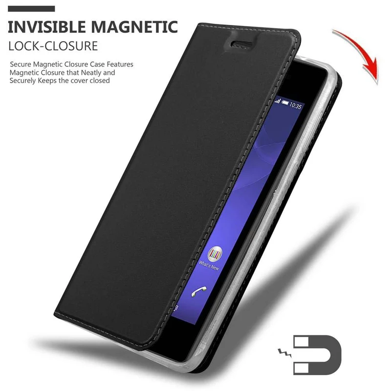 Cadorabo Hülle kompatibel mit Sony Xperia E3 Schutzhülle mit Magnetverschluss, Standfunktion und Kartenfach
